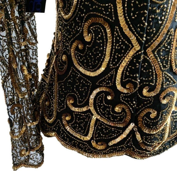 Vintage Silk New With Tags Sténay 70s/80s Sequins Beaded Formal Blouse - Picture 7 of 16